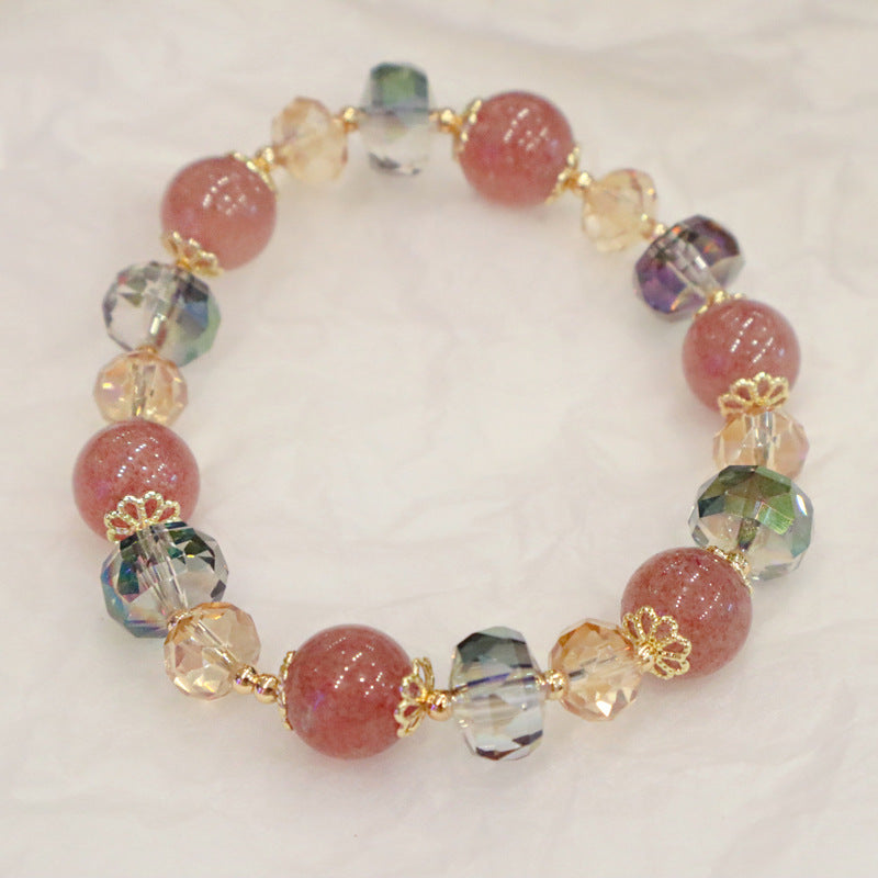New Strawberry Crystal Bracelet Colored Beaded Bracelet