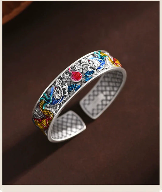 Buddha3bodhi Pure Silver Enamel Zodiac Dragon Bangle