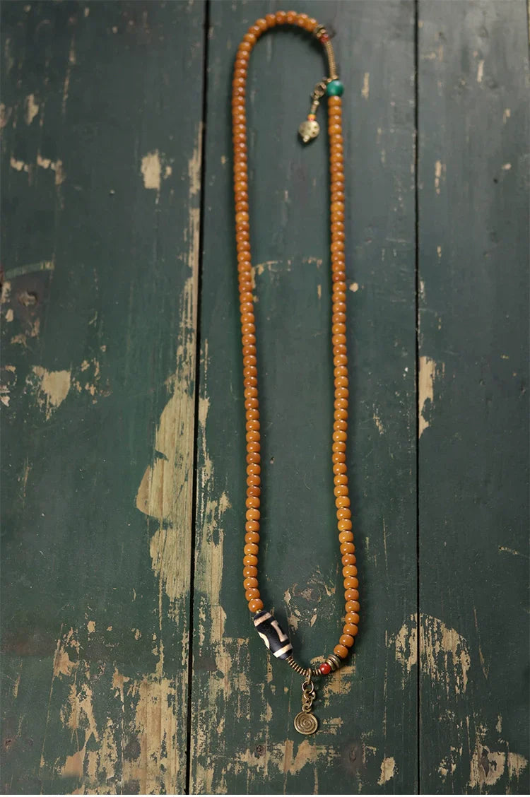 Vintage Multi-Layer Bodhi Seed & Dzi Bead Unisex Bracelet · Buddhist Mala Jewelry