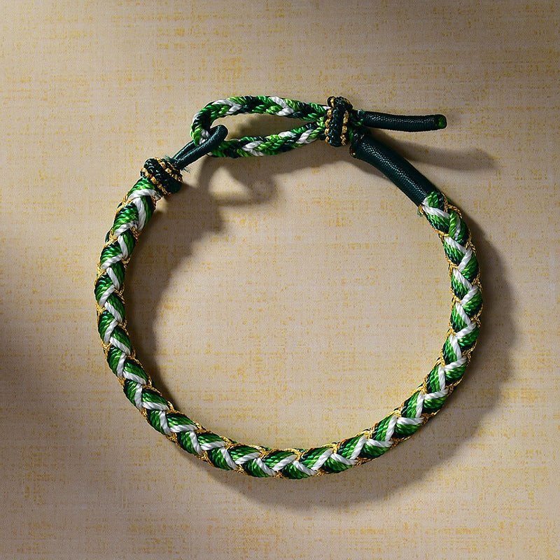 New Dragon Scale Braided Cord Bracelet with Peach Blossom Knot