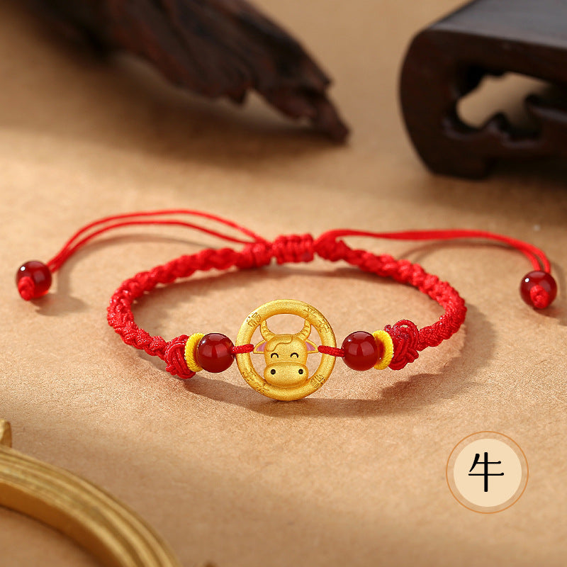 Red String Bracelet Featuring Chinese Zodiac Peace Circle and S925 Silver – Horse Year Good Luck Charm