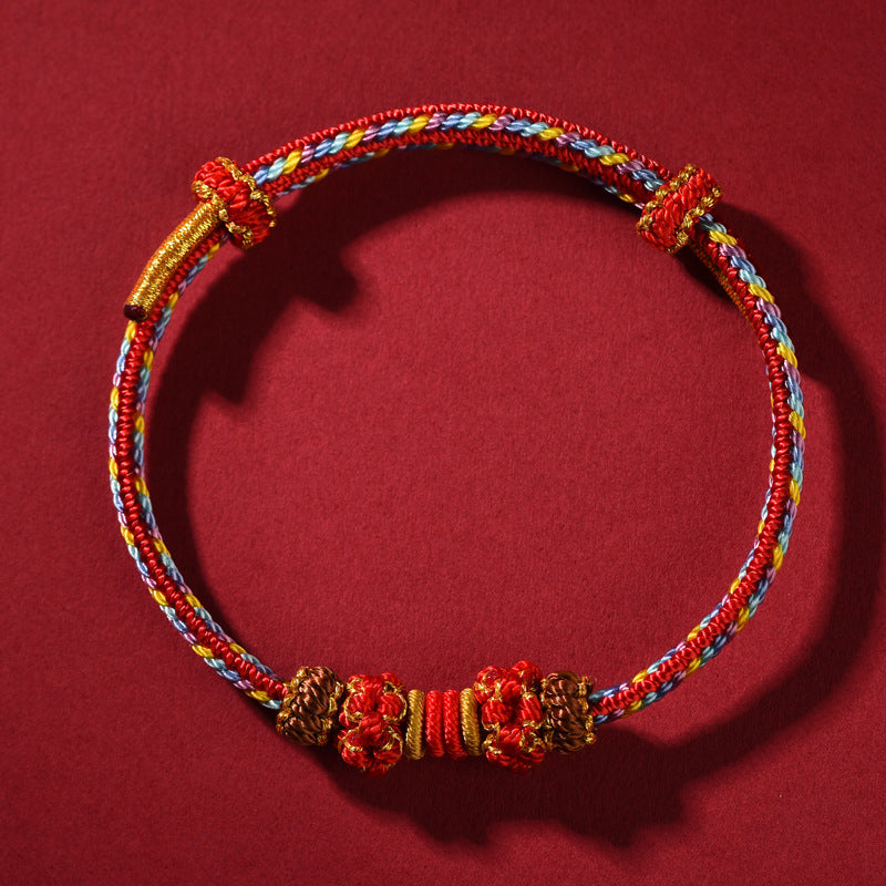 Handmade Lily of the Valley Knot Braided Red String Couples Bracelet