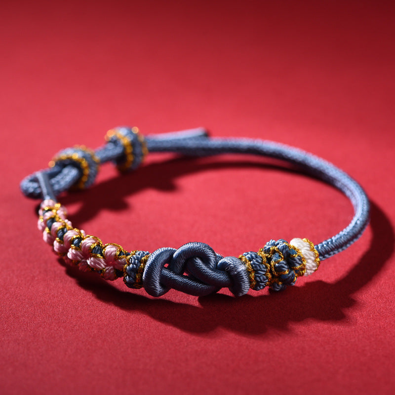 Handmade Red String Bracelet with Mandala Peach Blossom Knot – Couples’ Matching Set for Love and Connection