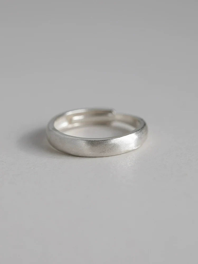 Buddha3bodhi Minimalist Vintage Pure Silver Matte Couple Rings - Adjustable