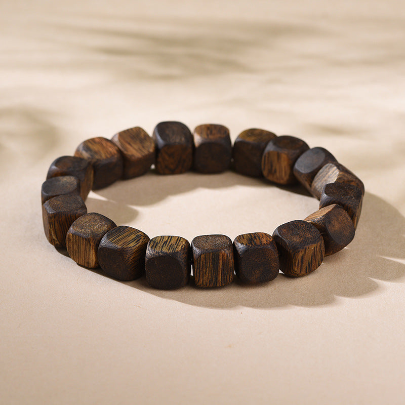 Natural Hainan Qi Nan Agarwood Square Bead Bracelet