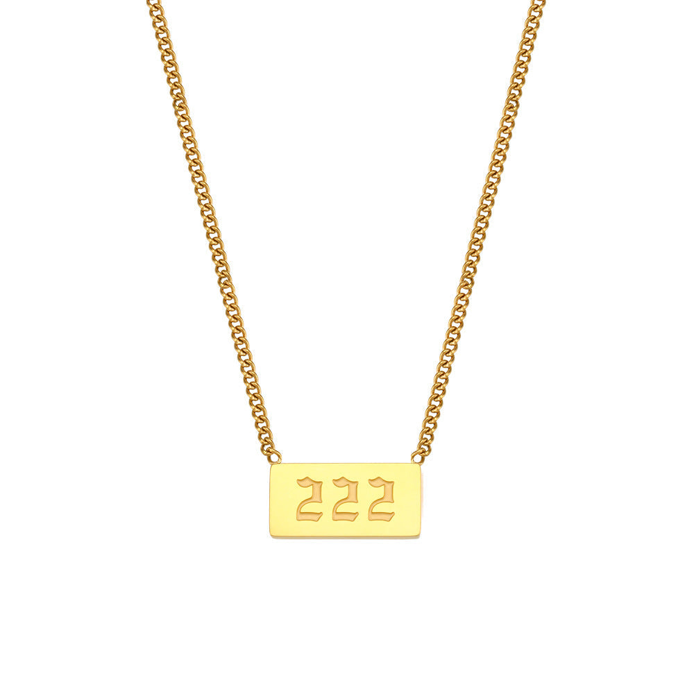 111-999 Angel Number Tag Necklace Stainless Steel Dainty Necklace