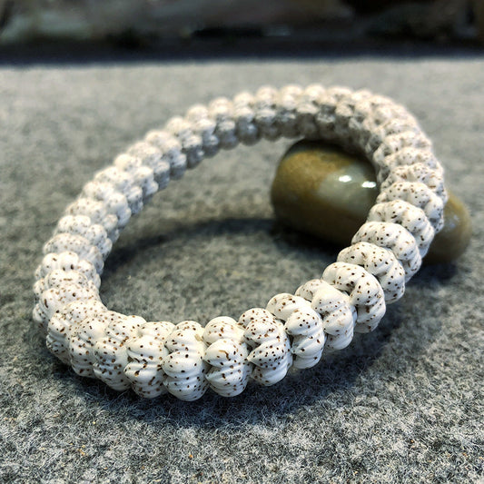 Natural White High-Density Star and Moon Bodhi Bracelet with Lotus-Shaped Beads for Men and Women