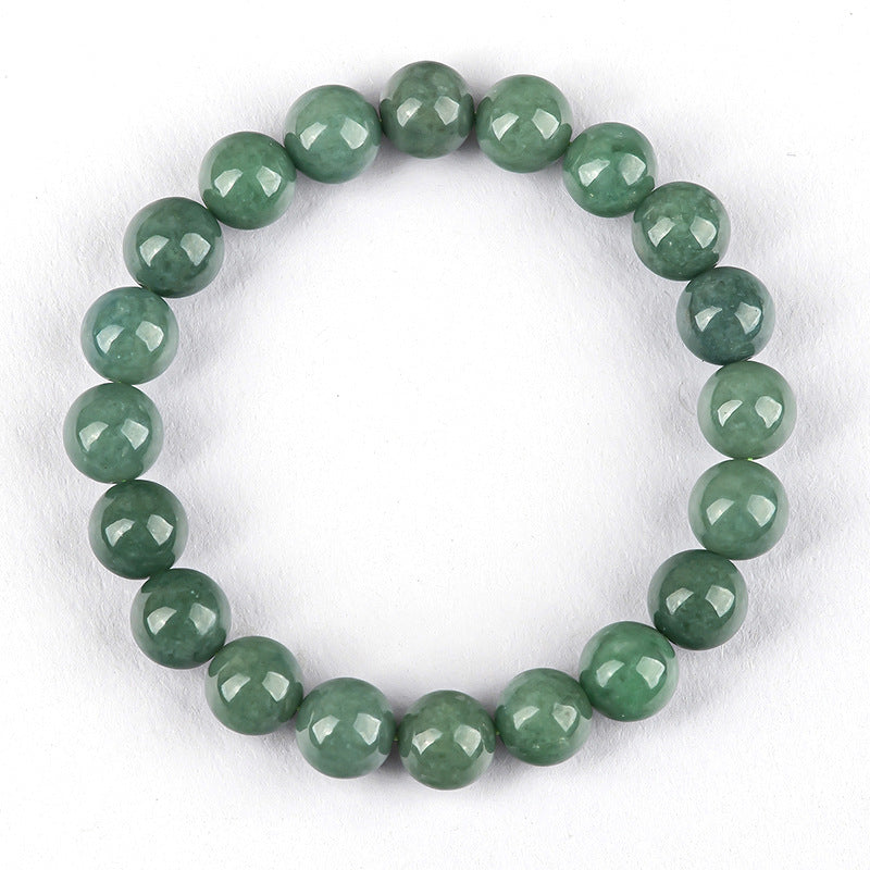 Natural A-Grade Jadeite Deep Bean Green Round Bead Bracelet – Elegant & Timeless