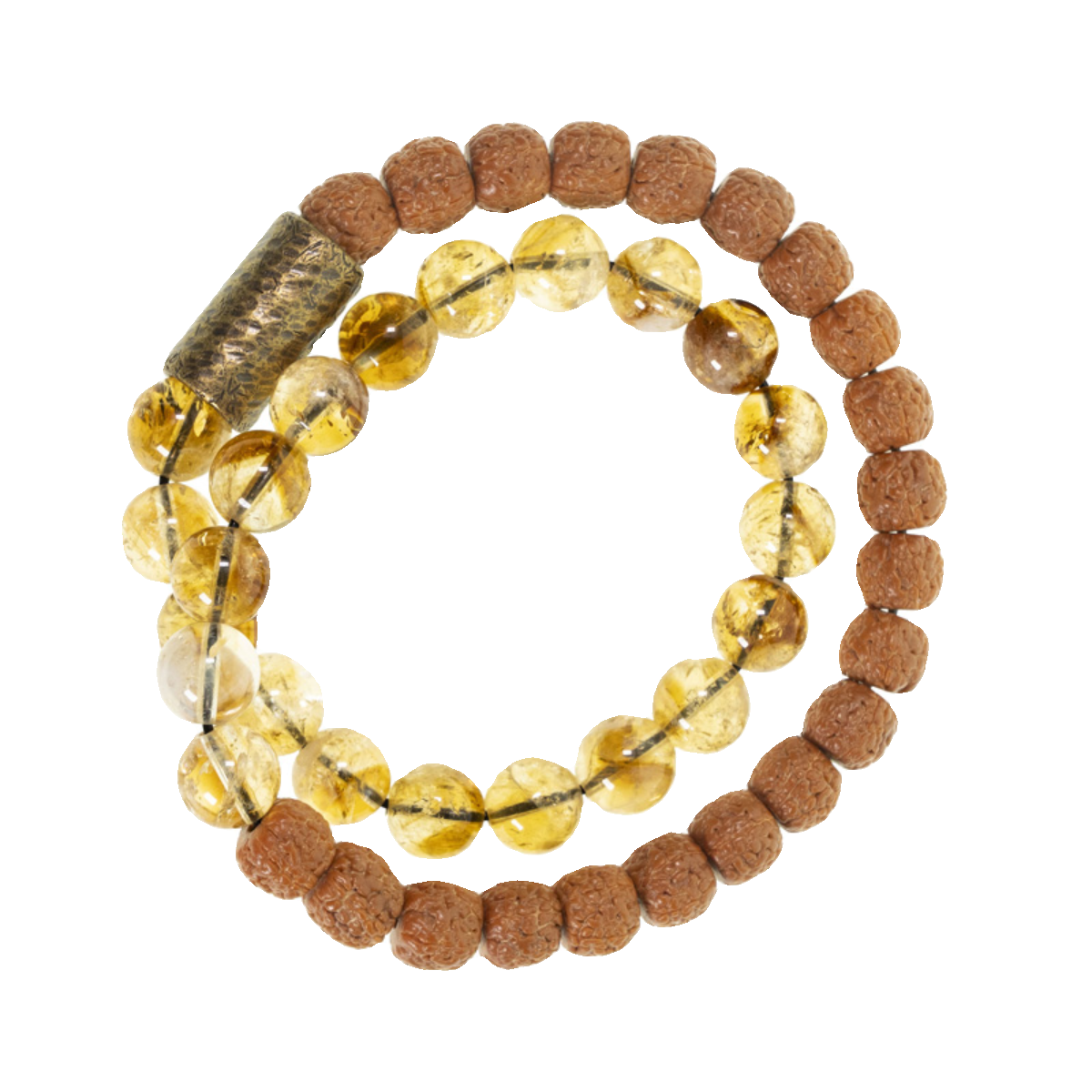 Citrine & Vajra Bodhi Bead Bracelet Tibetan Vintage Double-Wrap Bracelet for Women