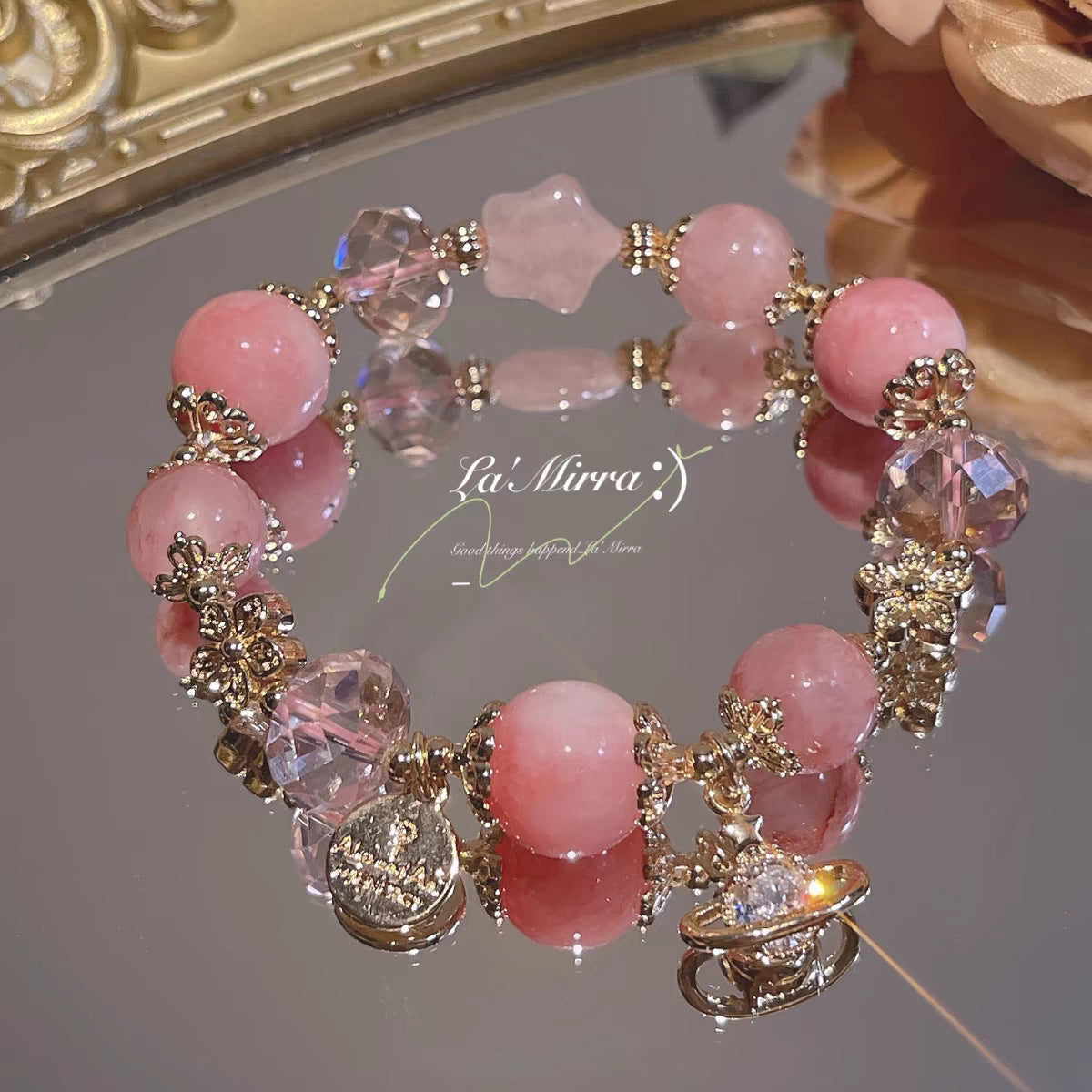 DIY Aquamarine Blue Crystal White Crystal Bracelet Snowflake Starry Sky Bracelet for Women