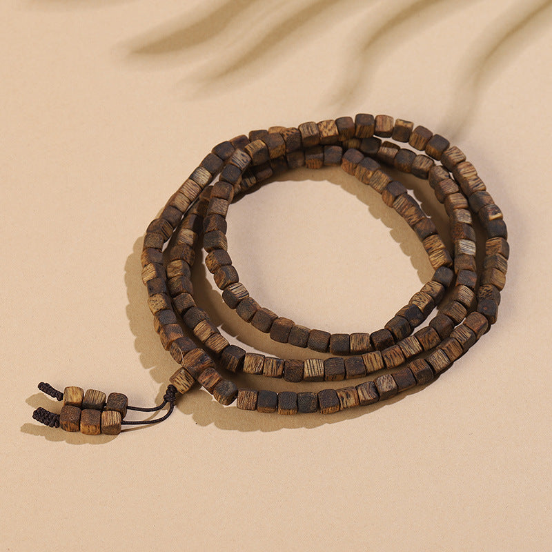 Natural Hainan Agarwood Cube Bead Bracelet – Health & Protection