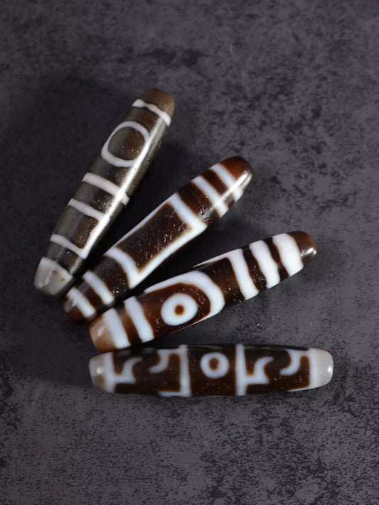 Tibetan Dzi Bead Pendant Agate, Length 58mm and Width 13mm, Totem Random