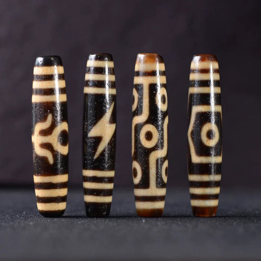 Tibetan Dzi Bead Pendant Agate, Length 58mm and Width 13mm, Totem Random