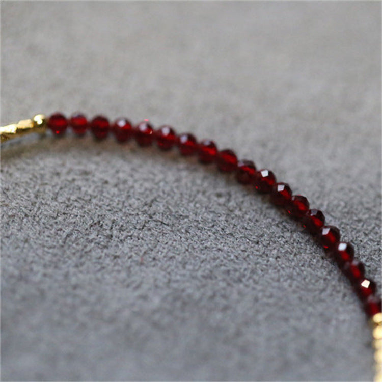 Faceted Red Spinel Bracelet 14K Gold-wrapped Accessories Fine Jewelry Simple and Light Luxury