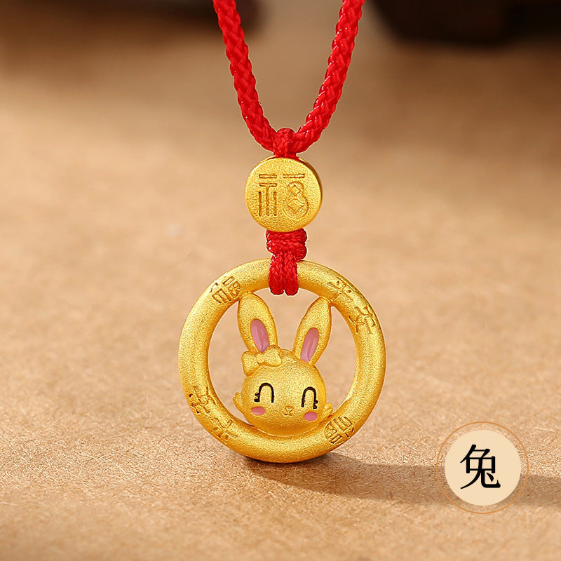Year of the Horse Chinese Zodiac Red String Necklace – Handwoven Luck Amulet