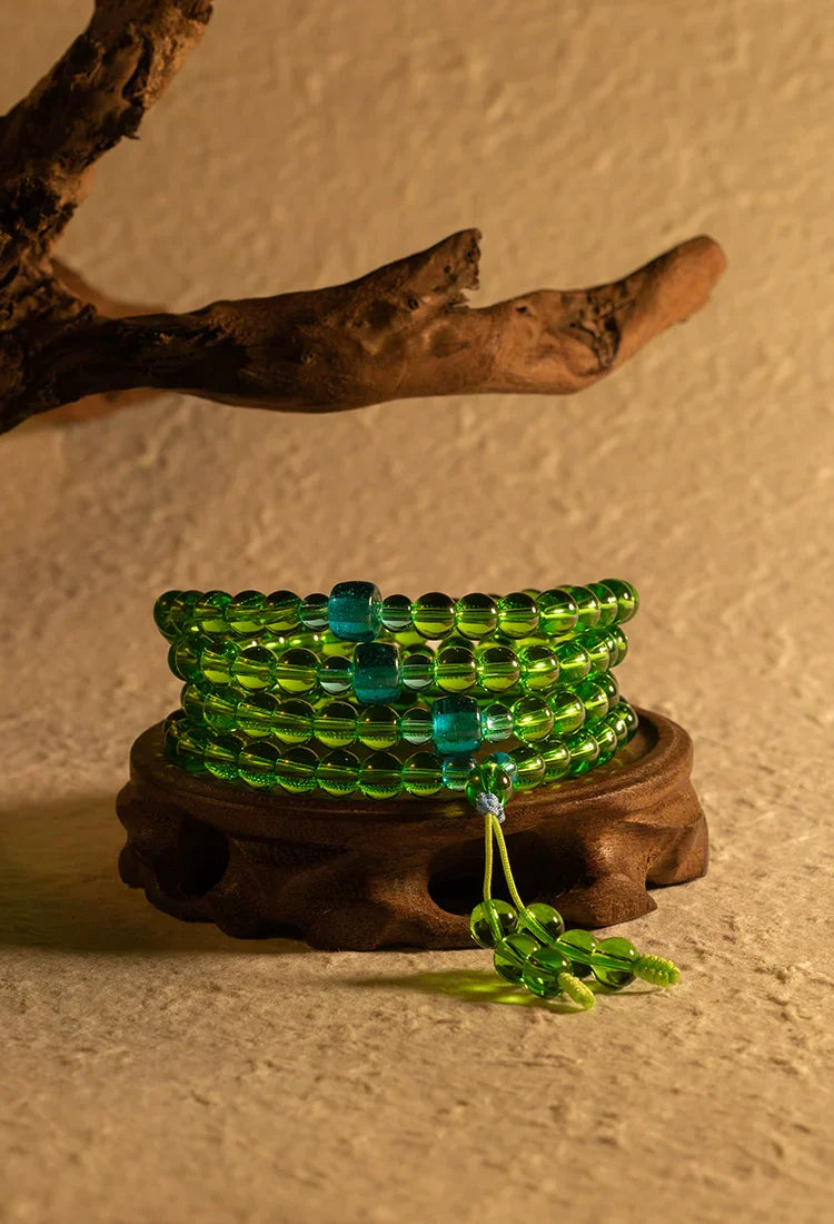 Buddha3bodhi 8mm Natural Green Agate 108 Bead Mala High Quality Bracelet Prayer Beads