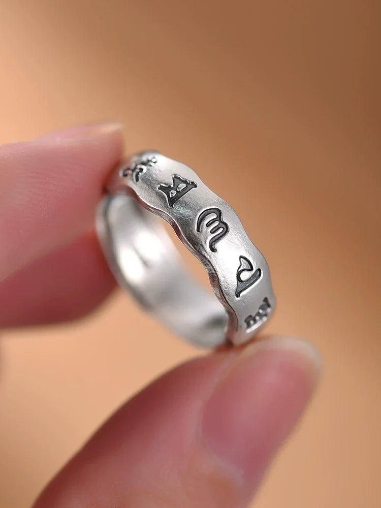 Buddha3bodhi Tibetan Pure Silver Six-Syllable Mantra Couple Rings