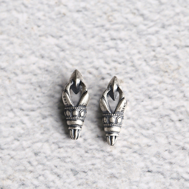 S925 Silver, Vajra Pestle, Tibetan Bracelet Jewelry, Disciple Bead Accessories, Rope End Pendant DIY Accessories