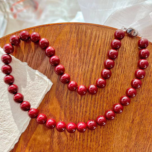 Vintage Ancora Red Style Faux Pearl Necklace High Quality Clavicle Chain Necklace