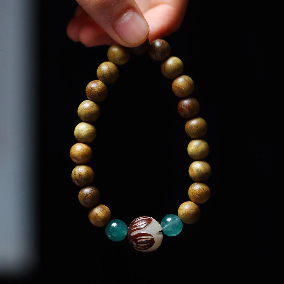 Argentine Old-Growth Green Sandalwood 8mm Buddhist Prayer Beads Bracelet