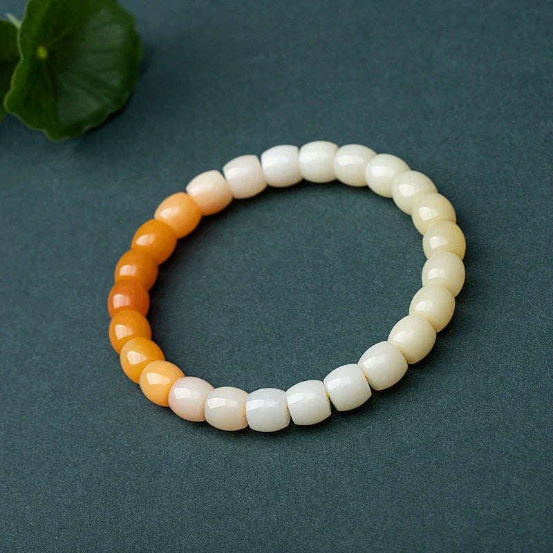 Natural Myanmar Yellow Jade Multi-Color Gradient Bracelet