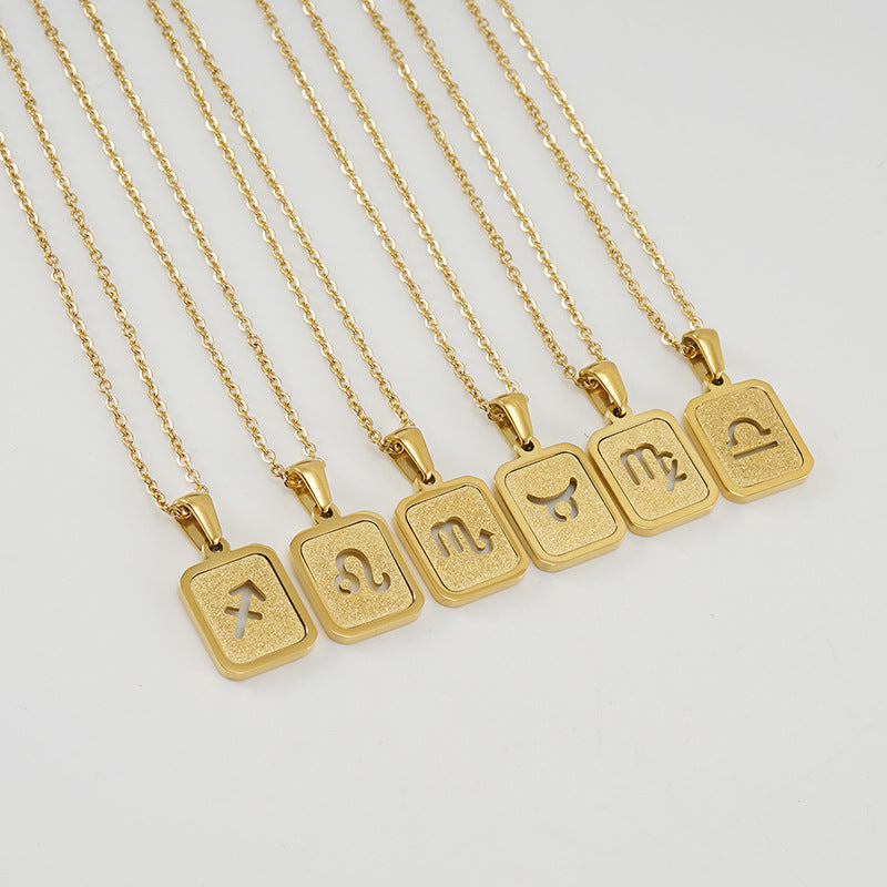 New Zodiac Sign Necklace – 12 Constellations Gold-Tone Titanium Steel Pendant