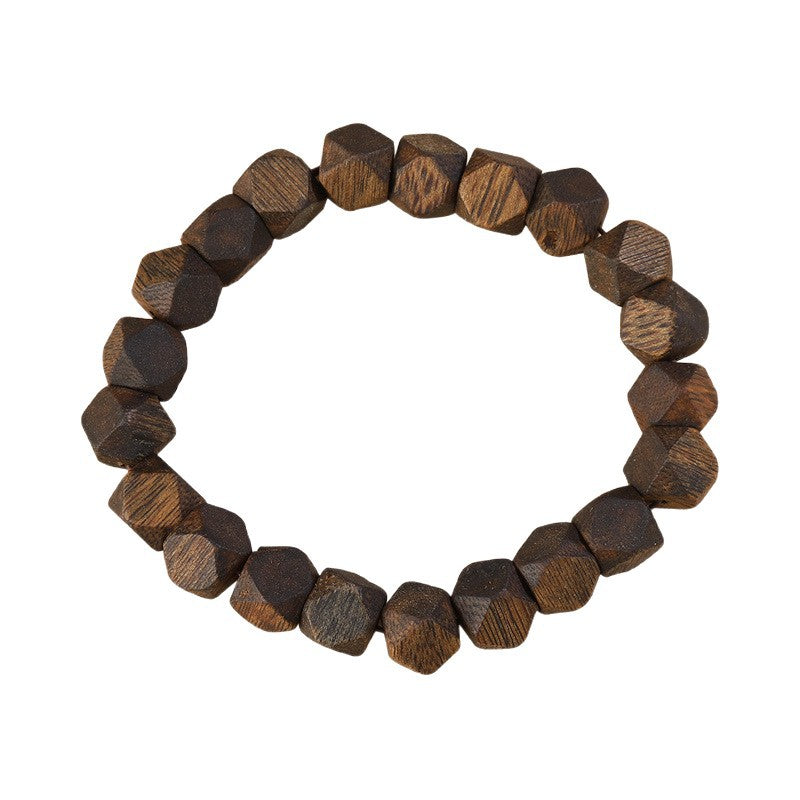 Natural Hainan Agarwood Diamond-Cut Bead Bracelet