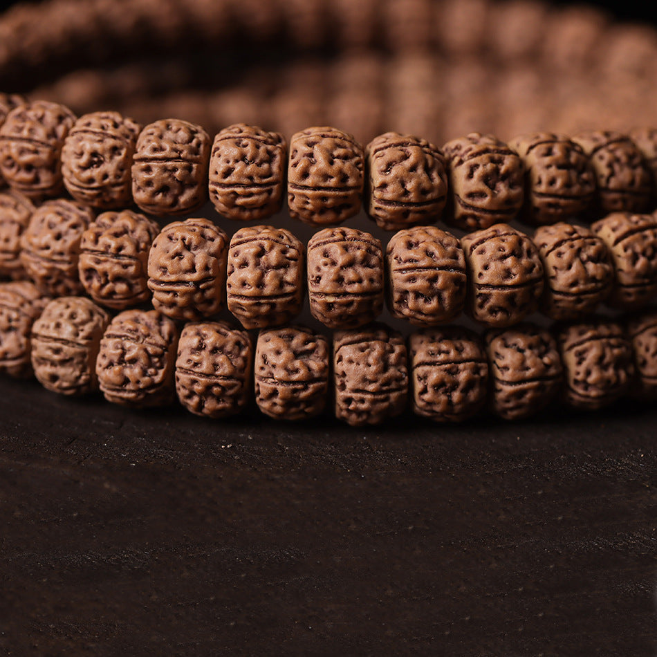 Natural Rudraksha Coiled Dragon Pattern 108 Mala Beads Prayer Beads
