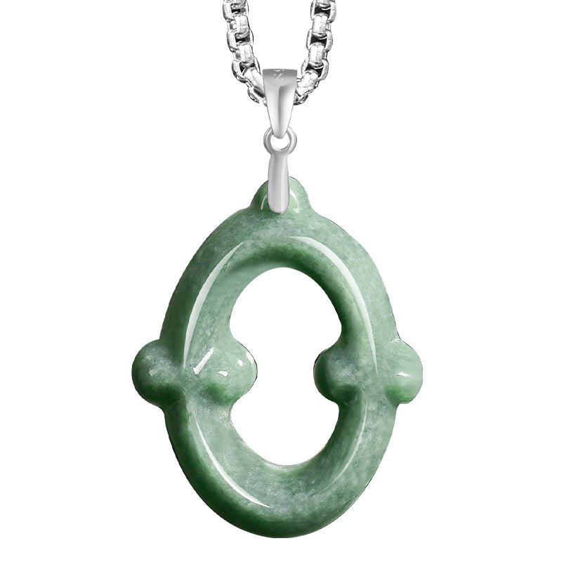Natural A-Grade Jadeite Letter Pendant – S925 Silver Setting, Ice-Type Jade, Hip-Hop & Personalized Style