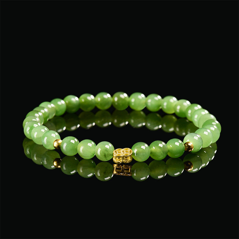Women’s Genuine Aged Green Hetian Jade Bamboo Bracelet– Handcrafted Jade Jewelry