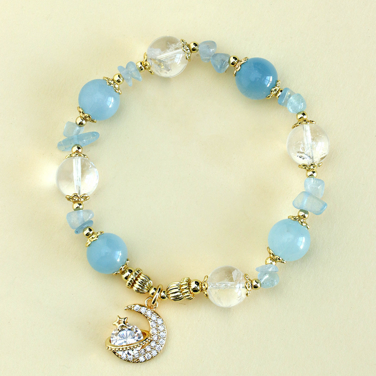 DIY Aquamarine Blue Crystal White Crystal Bracelet Snowflake Starry Sky Bracelet for Women