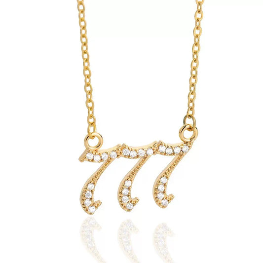 Angel Number Zircon Gold-Plated Necklace – Handmade & Radiantly Divine