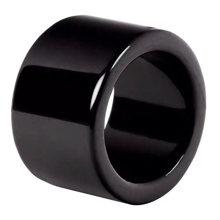 Premium Natural A-Grade Black Jadeite Ring for Men