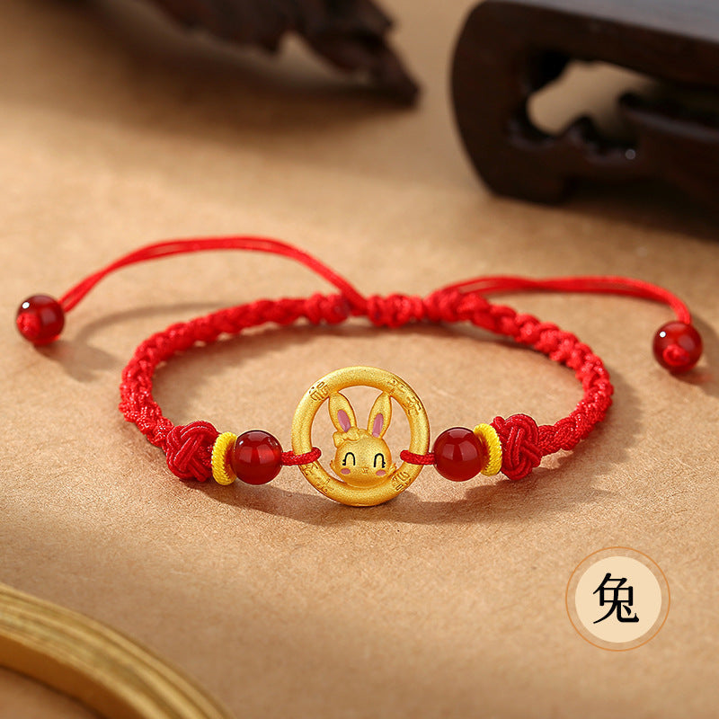 Red String Bracelet Featuring Chinese Zodiac Peace Circle and S925 Silver – Horse Year Good Luck Charm