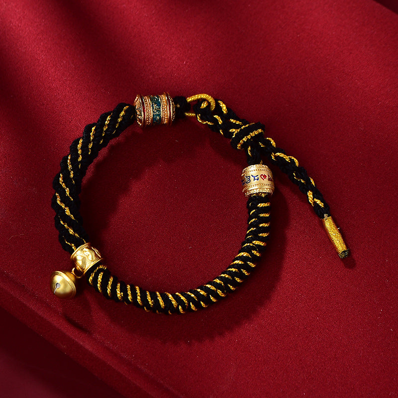 New Braided Tibetan Handwoven Bell Charm Bracelet for Protection