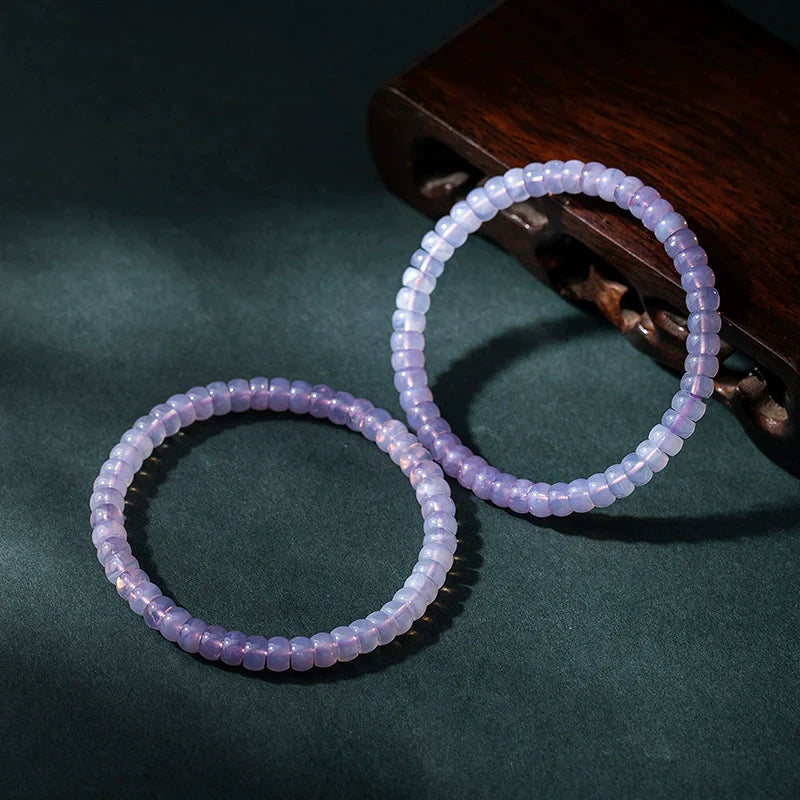 Lavender Natural High-Transparency Amethyst Straight-Cut Thin Slice Bracelet