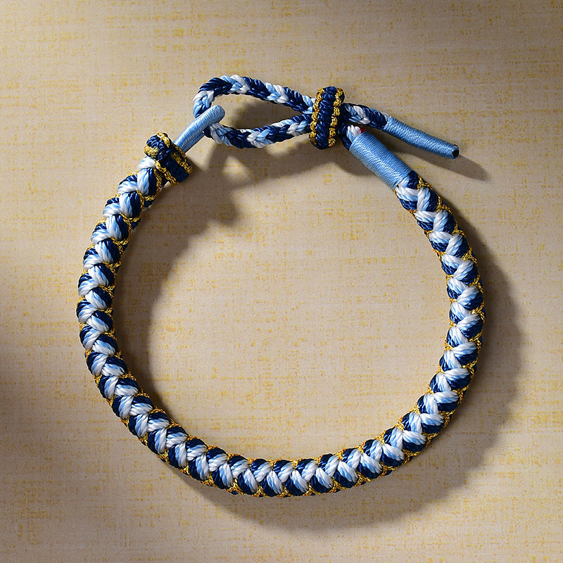 New Dragon Scale Braided Cord Bracelet with Peach Blossom Knot