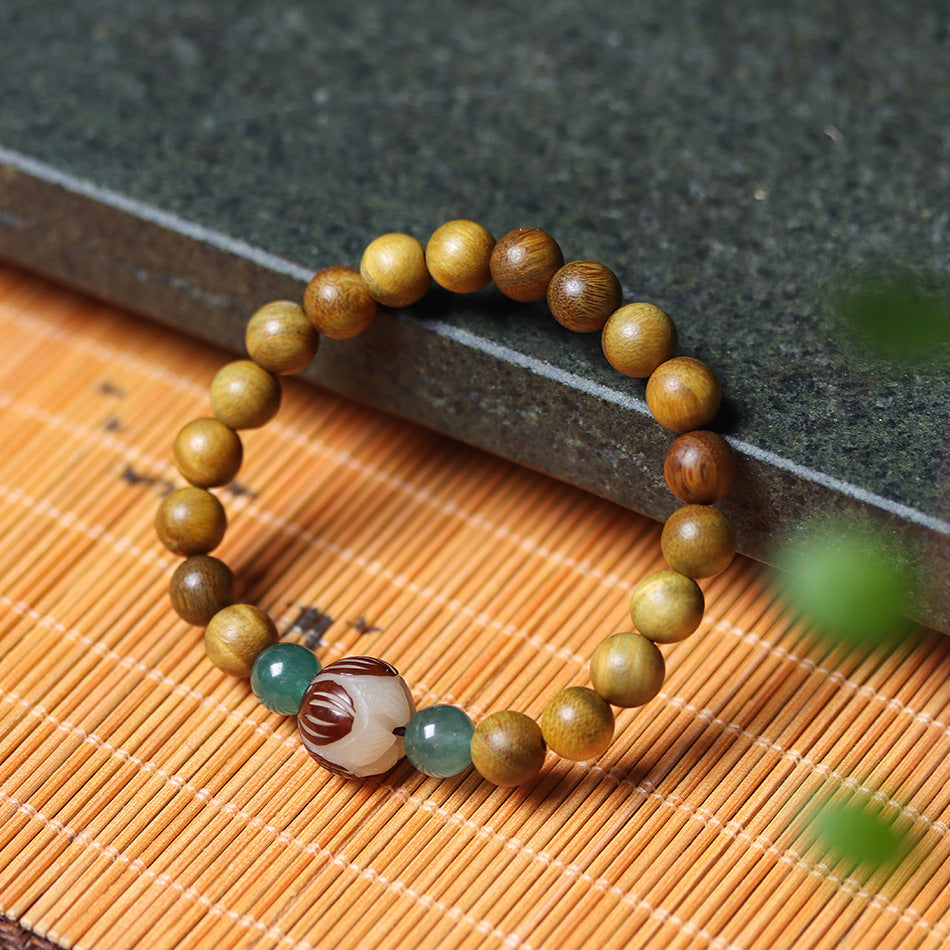Argentine Old-Growth Green Sandalwood 8mm Buddhist Prayer Beads Bracelet