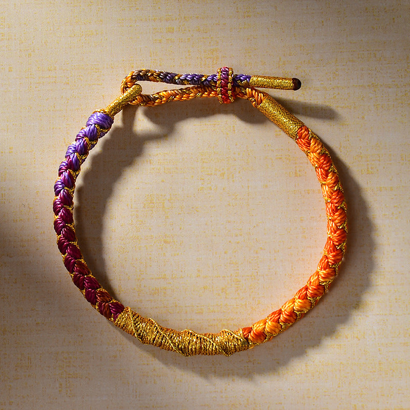 New Dragon Scale Braided Cord Bracelet with Peach Blossom Knot