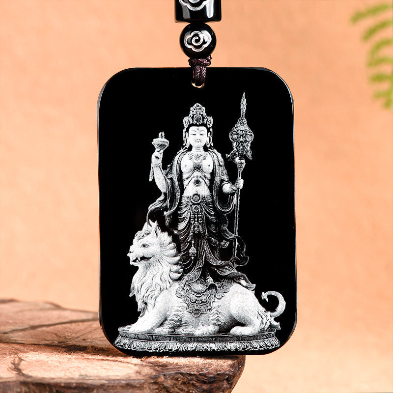 Natural Aged Black Jadeite Pendant – Eight Guardian Birth Buddhas Zodiac Statue, Unisex, Customizable Design