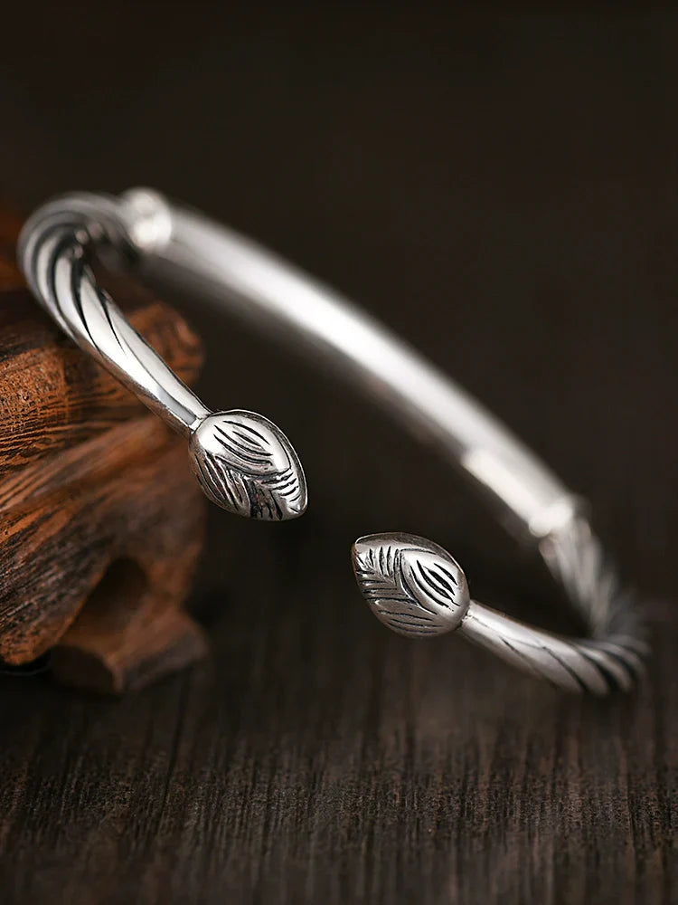 Tibetan Bracelet Pure Silver Heart Sutra Bracelet for Inner Peace