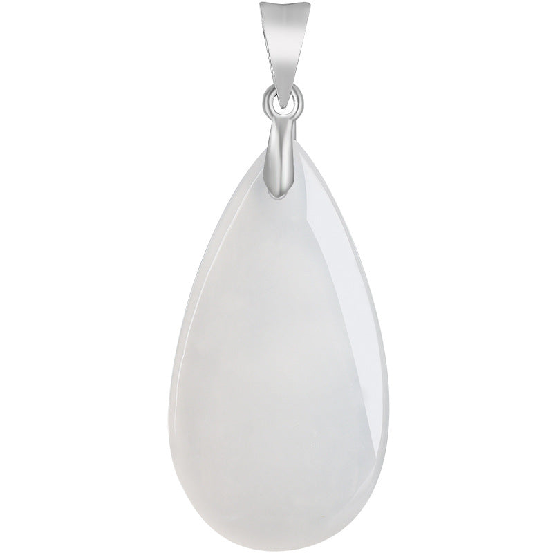 Natural Hetian White Jade Teardrop Pendant – Elegant Minimalist Jade Jewelry for Women