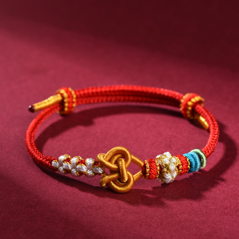Handmade Red String Couple Bracelet with Lovers’ Knot – Zodiac Year Good-Luck Charm