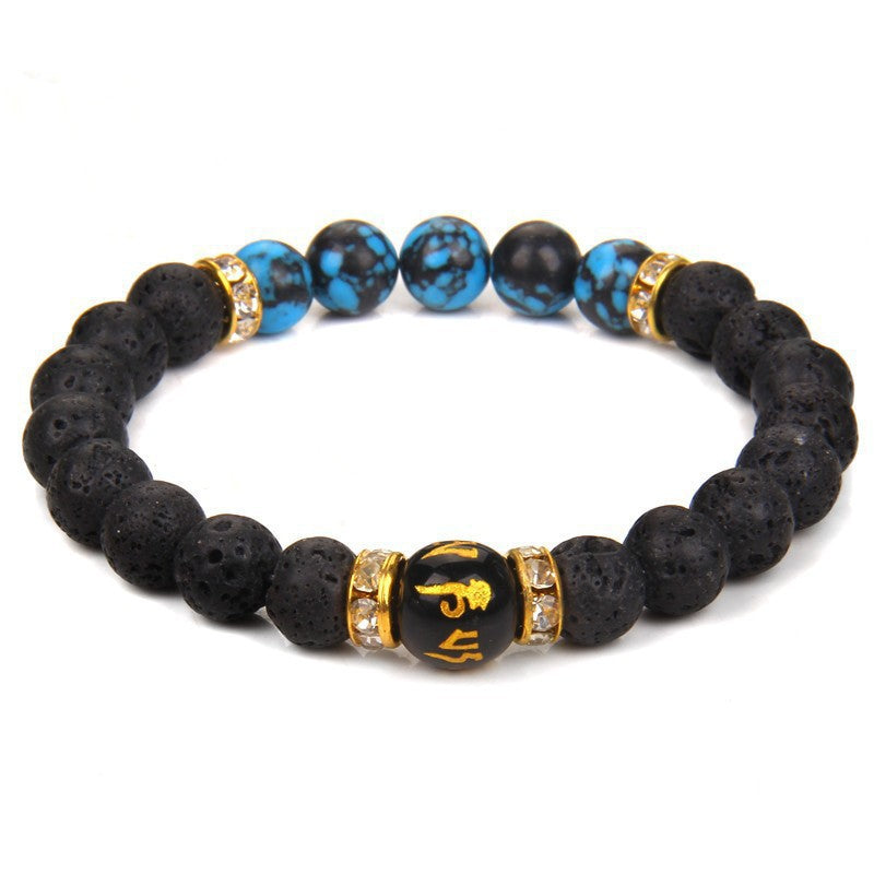 Volcanic Stone Chakra Bracelet Yoga Energy Bracelet Six-Syllable Mantra Couple Bracelet