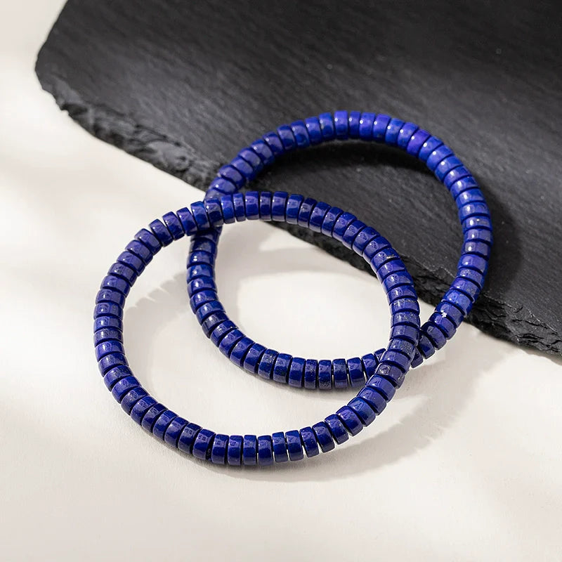 Collector-Grade Natural Lapis Lazuli Straight-Cut Thin Slice Bracelet