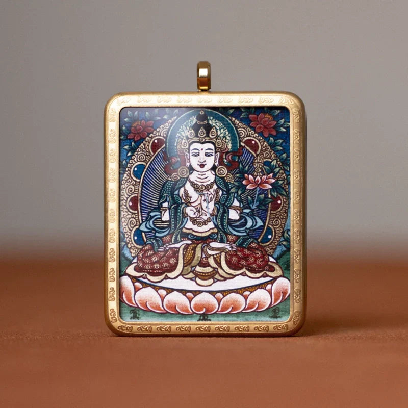 Tibetan Thangka  Amulet Talisman Pendant Necklace (35mm*45mm)