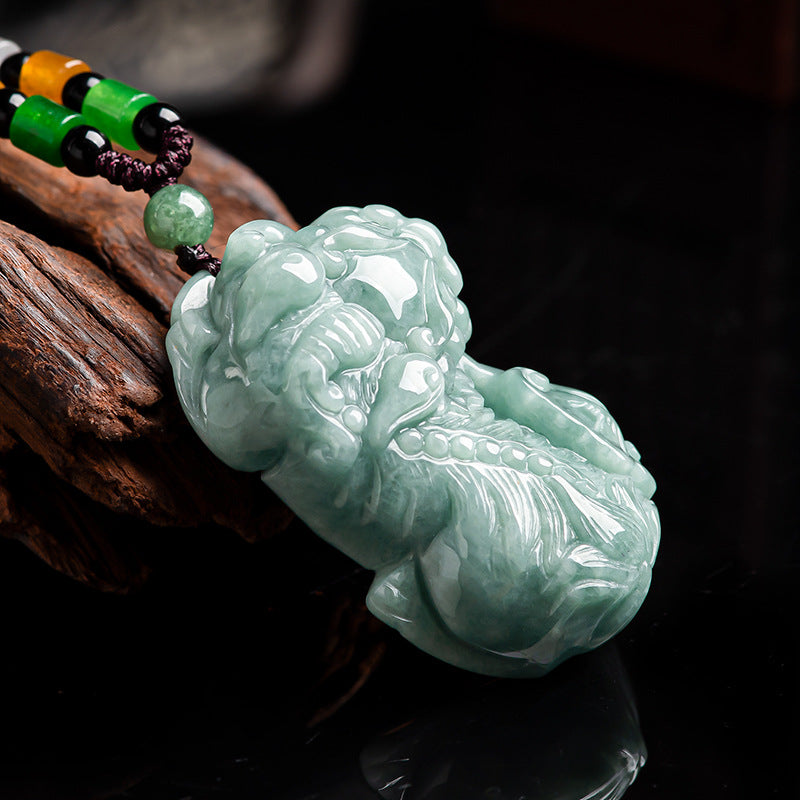 Natural Jadeite Pixiu Pendant – Ice Jade Men's Pendant