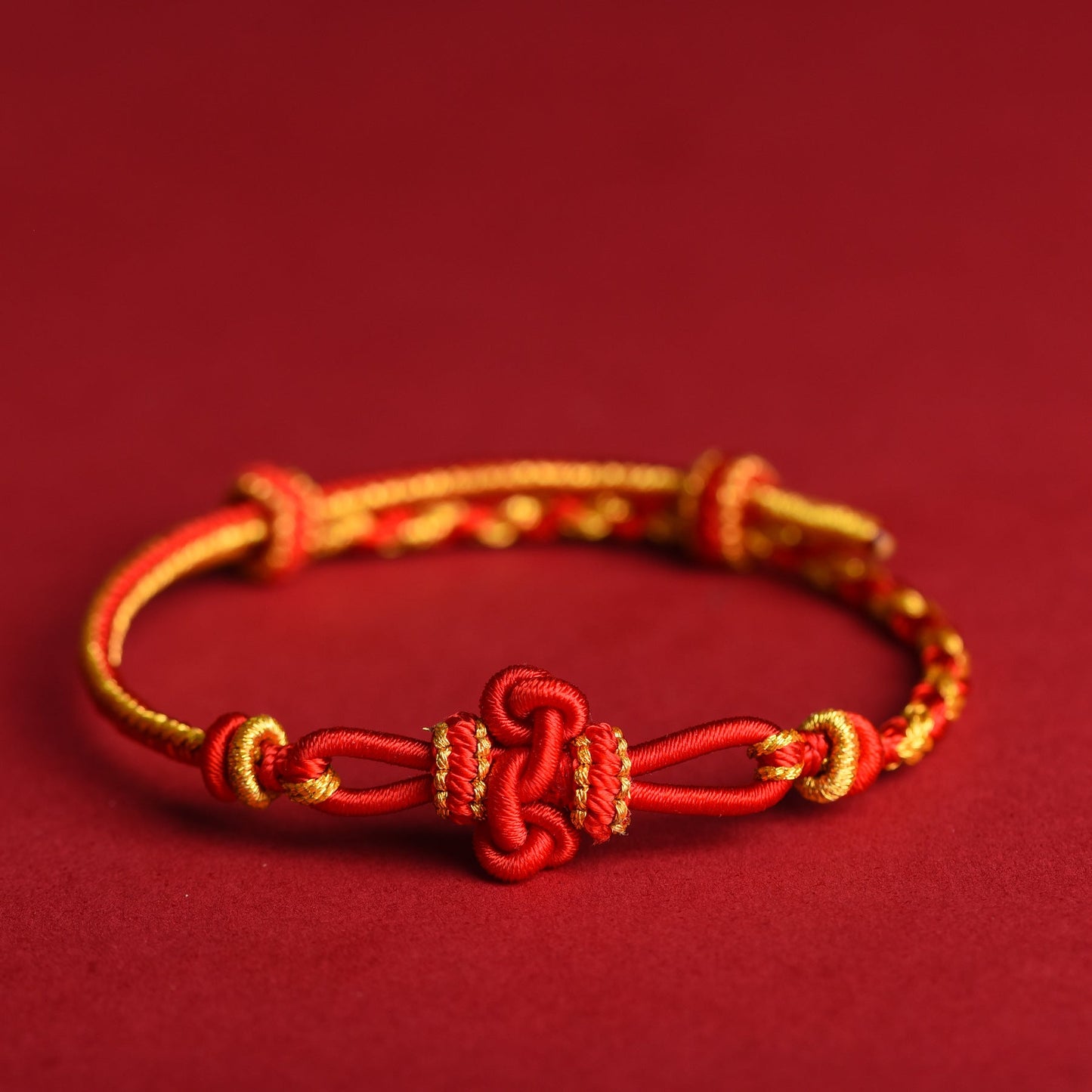 Handmade Wenchang Knot Adjustable Braided Rope Bracelet for Luck and Strength