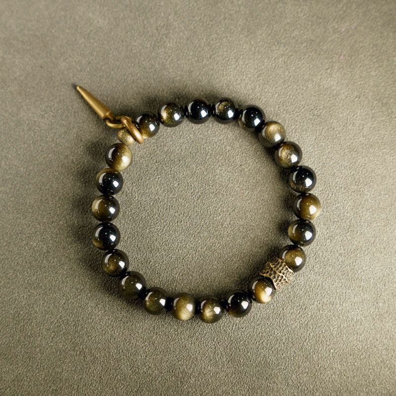 Natural Golden Obsidian Bracelet For Protection & Abundance