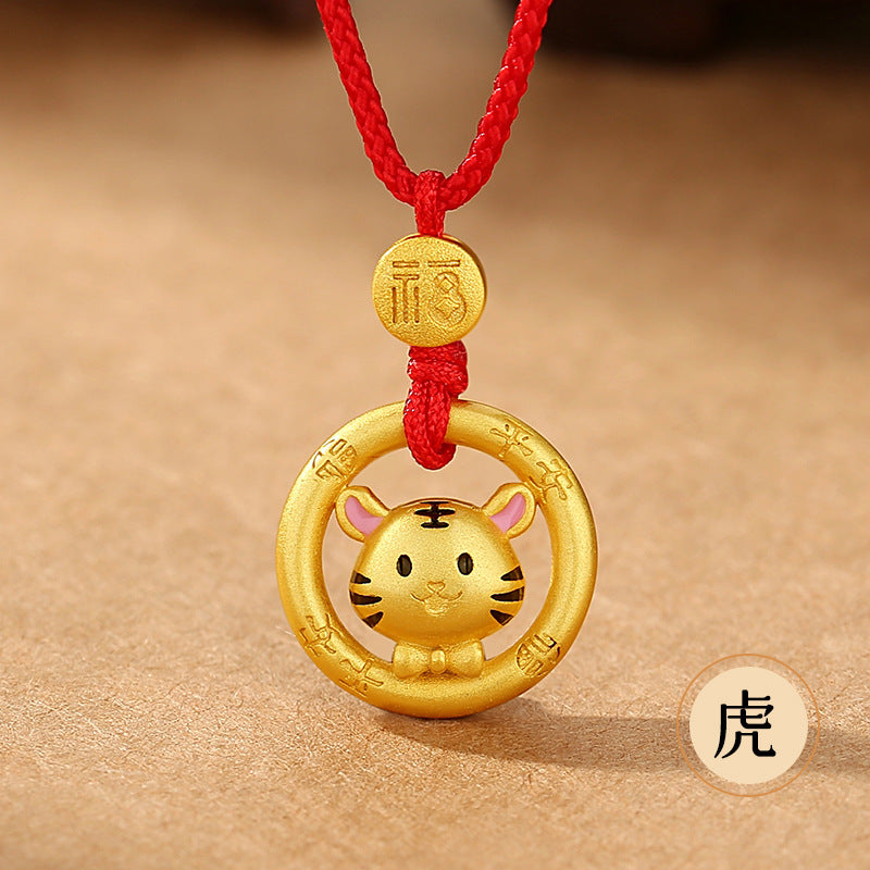 Year of the Horse Chinese Zodiac Red String Necklace – Handwoven Luck Amulet